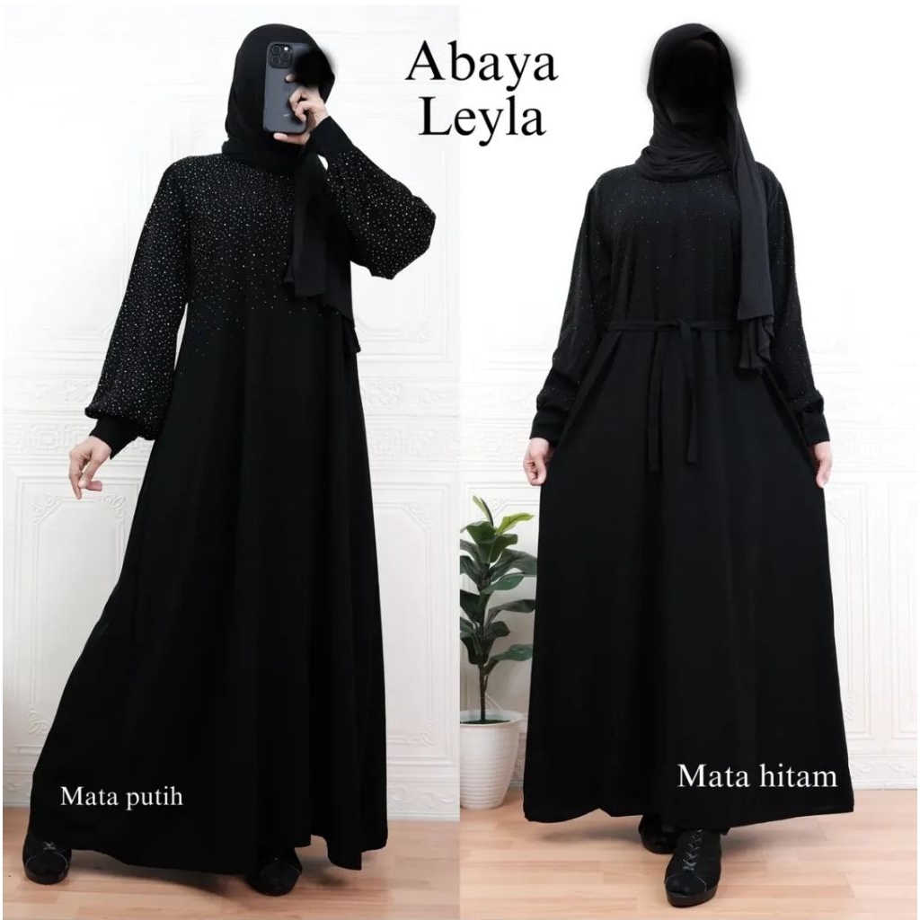 New Abaya leyla simple busui gamis Hitam Remaja