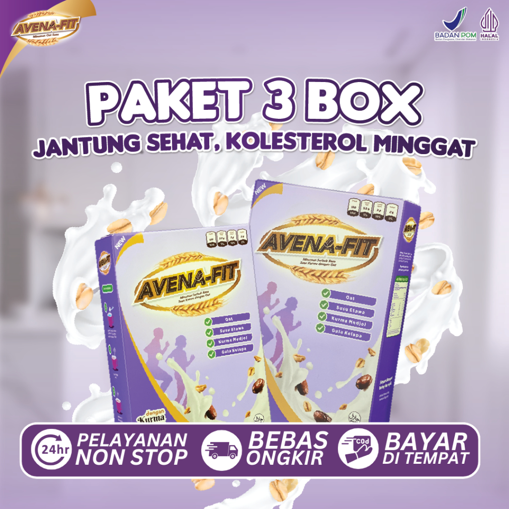 

Paket 3 Box Avenafit 600gr Sarapan Sehat Oat Susu Kurma Solusi Kolesterol Tinggi & Kesehatan Jantung