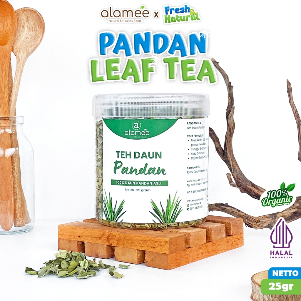 

Teh Daun Pandan Kering Leaf Tea Organik Alami Minuman Herbal Kemasan Toples 25 Gr fresh and natural