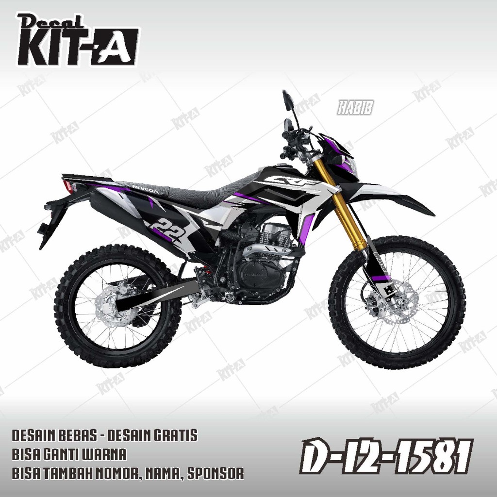 Decal Sticker Motor Fullbody CRF 150l Motif Simple Putih Ungu D-I2-882 D-I2-1581