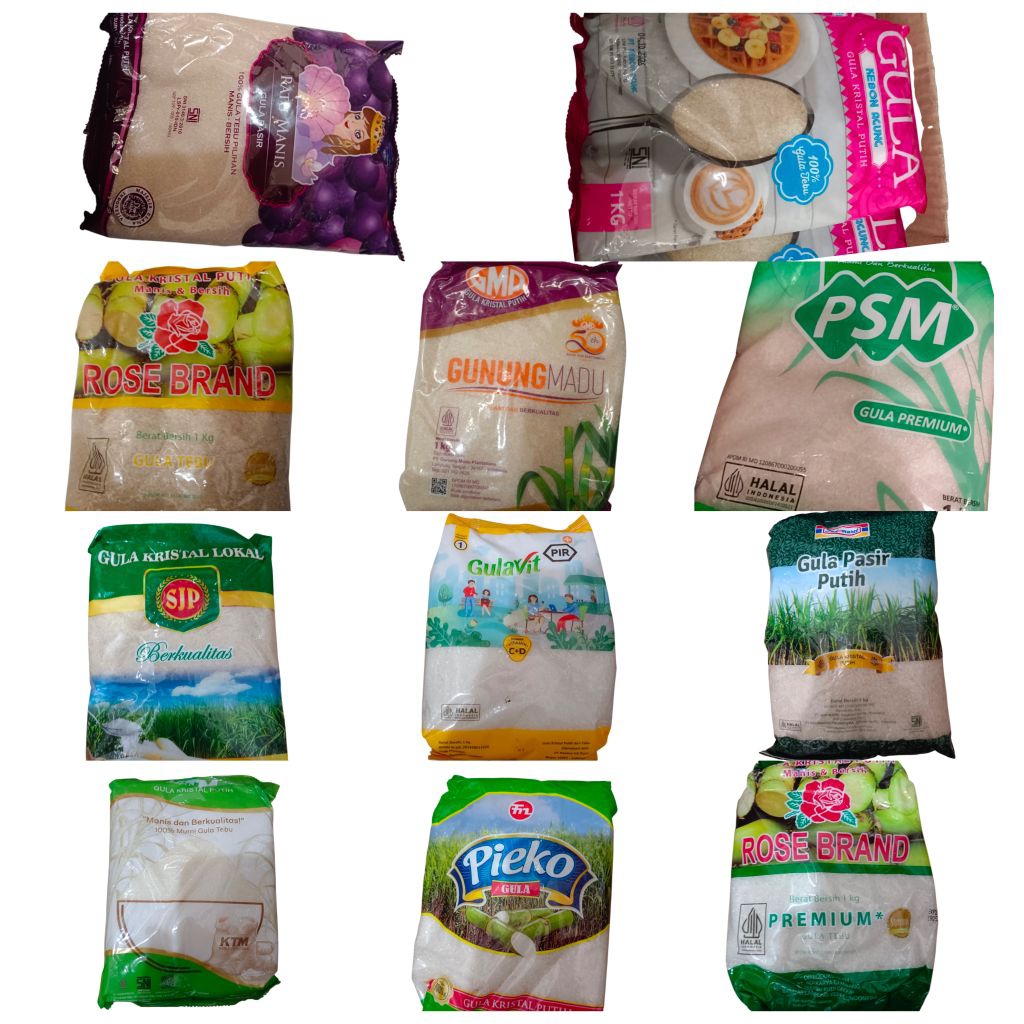 

Aneka macam gula pasir kemasan 1 kg berbagai macam merk kirim random sesuai stock yg tersedia gula pasir manis 1kg