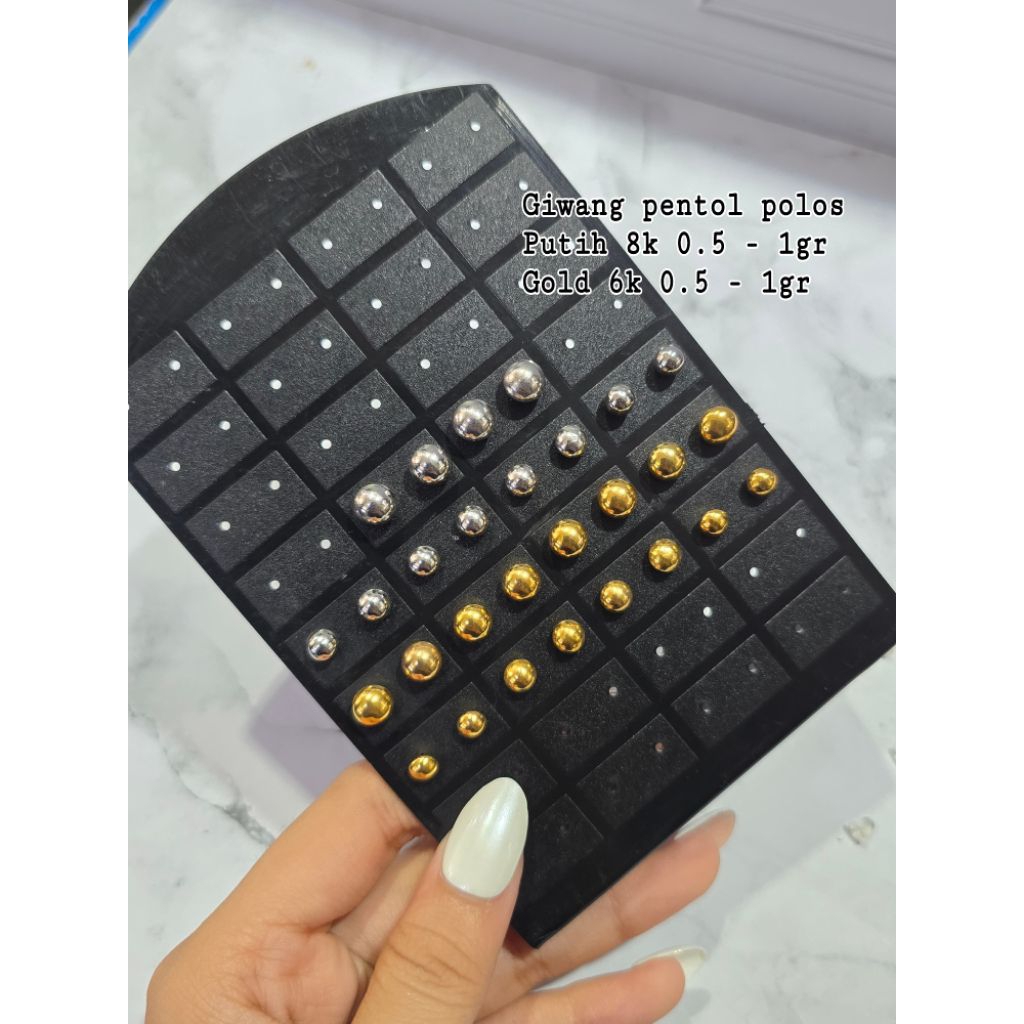 Giwang Pentol Bola Bulat Polos Gold Dan Emas Putih
