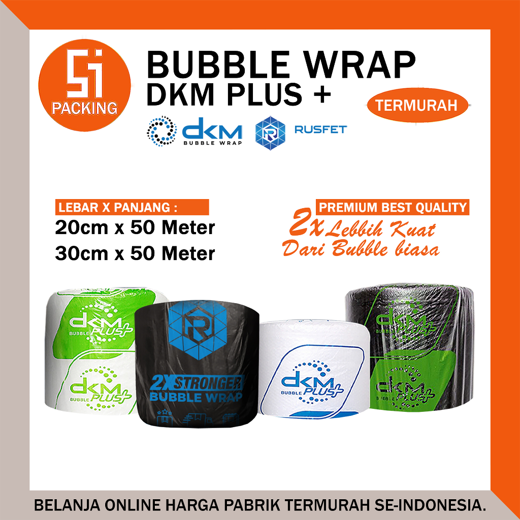

Plastik Bubble Wrap DKM 30cm 20cm x 50m Bubblewrap Putih Bening & Hitam Packing Roll