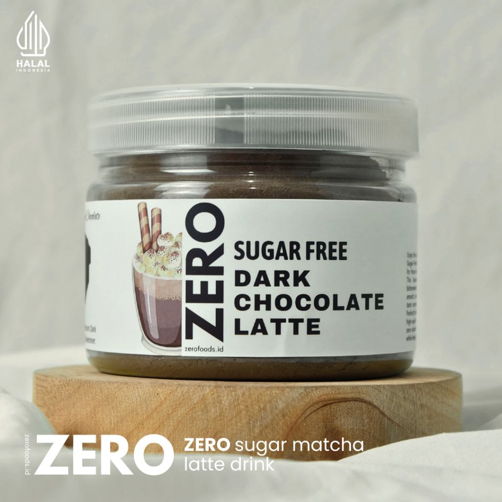 

SUGAR FREE Zero Dark Chocolate Latte Premium Tanpa Gula - Cokelat Asli untuk Minuman Sehat 150g