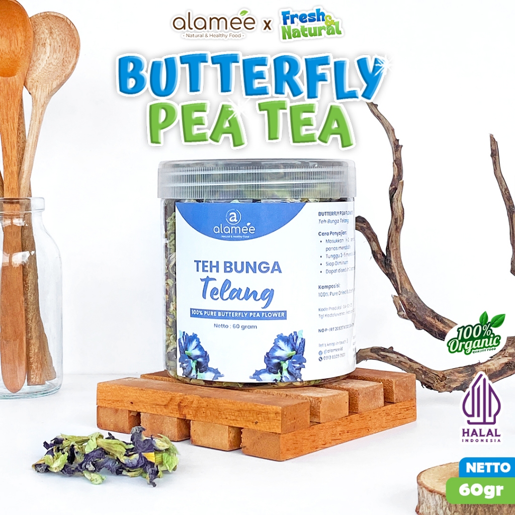 

Teh Bunga Telang Kering Butterfly Pea Tea Herbal Organik Alami 60 Gr fresh and natural