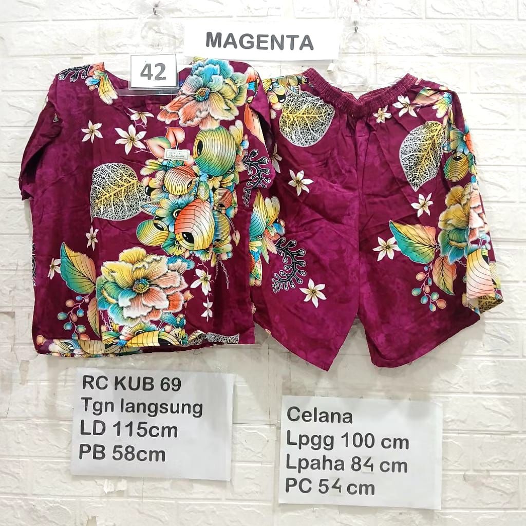 Setelan Daster Jumbo Pendek Wanita Murah Adem Cantik Kencana Ungu Label Biru Premium Asli Kekinian T