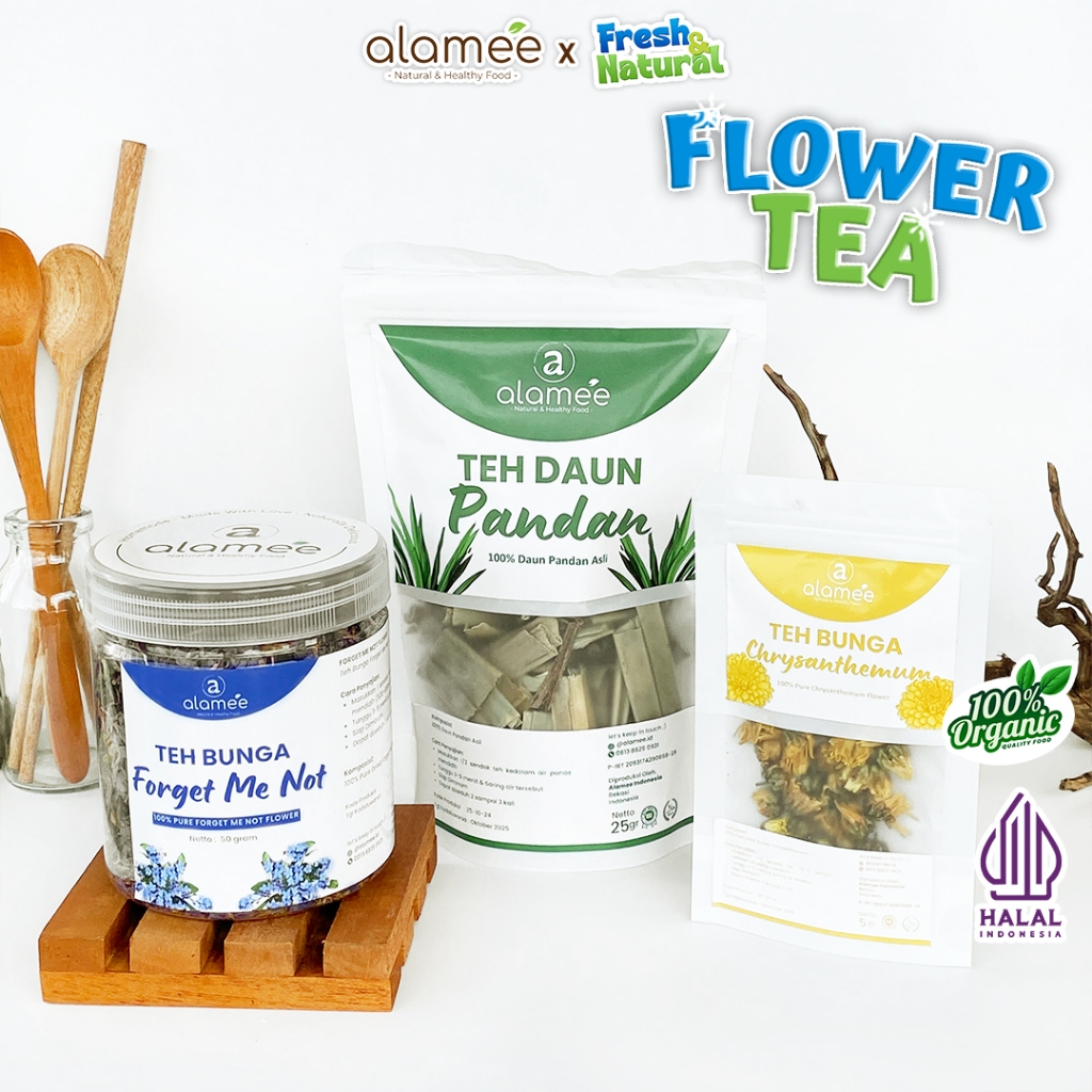

ALAMEE Teh Hijau Green Tea Daun Jati Cina Chamomile Bunga Flower Tea Senna Organik freshandnatural