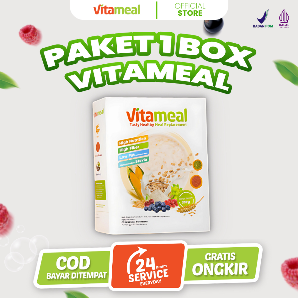 

Vitameal Multigrain Sereal Cegah Diabetes Stabilkan Kolesterol Hipertensi Tubuh Atasi Gerd Asam Lambung VITAMIEAL GERD