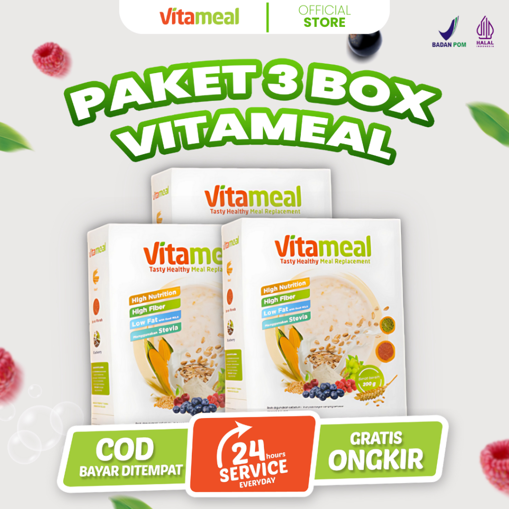 

[ BPOM ] Vitameal 3 Box Sereal Sehat Multigrain Cegah Komplikasi Diabetes Kolesterol Hipertensi Tinggi FITAMEAL GERD
