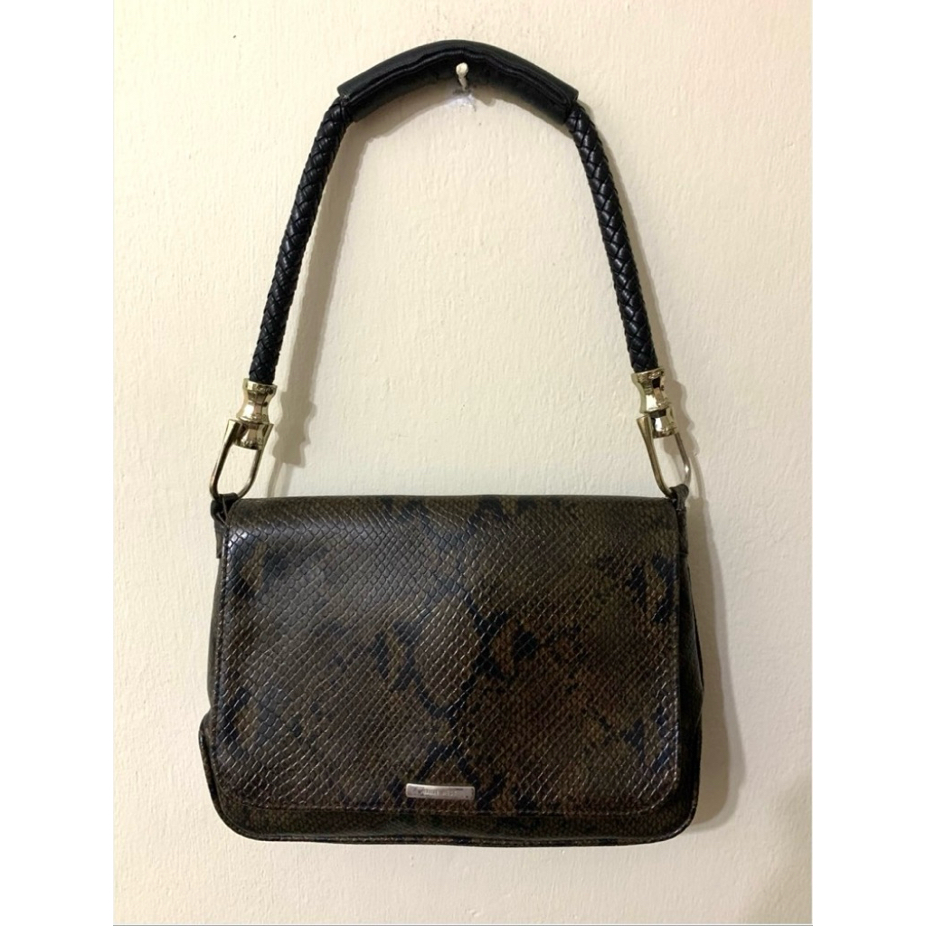 Nin* West Vintage Shoulder Bag Leather Snake Skin Pattern - Preloved