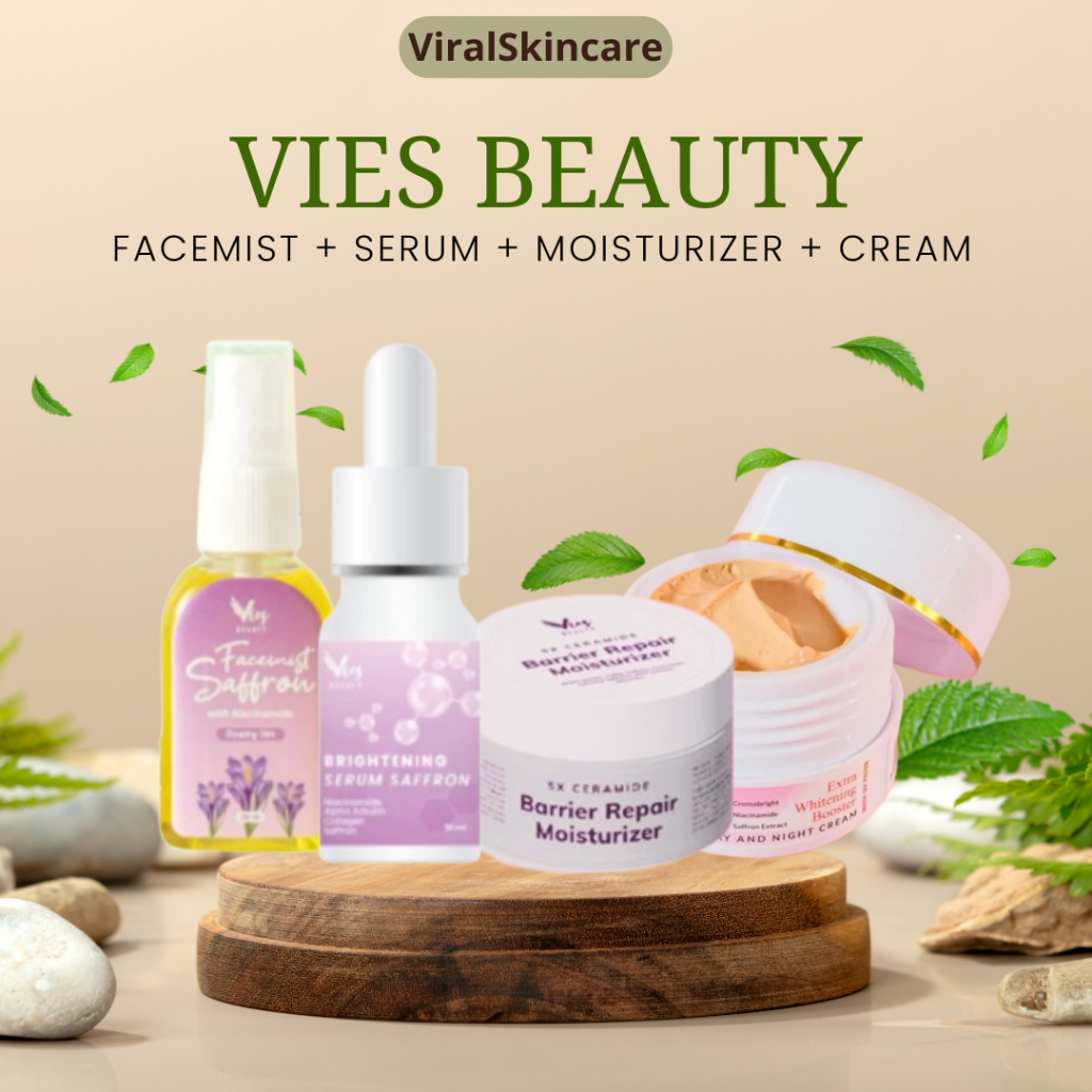 Vies Beauty Bundling Glow Serum Saffron + Facemist Saffron + 5X CERAMIDE Moisturizer + Cream Vies
