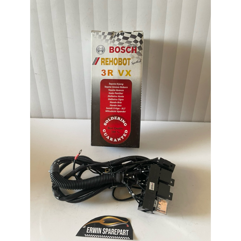 KABEL SET 3 RELAY LAMPU MOBIL AVANZA XENIA YARIS ORIGINAL BOSCH REHOBOT
