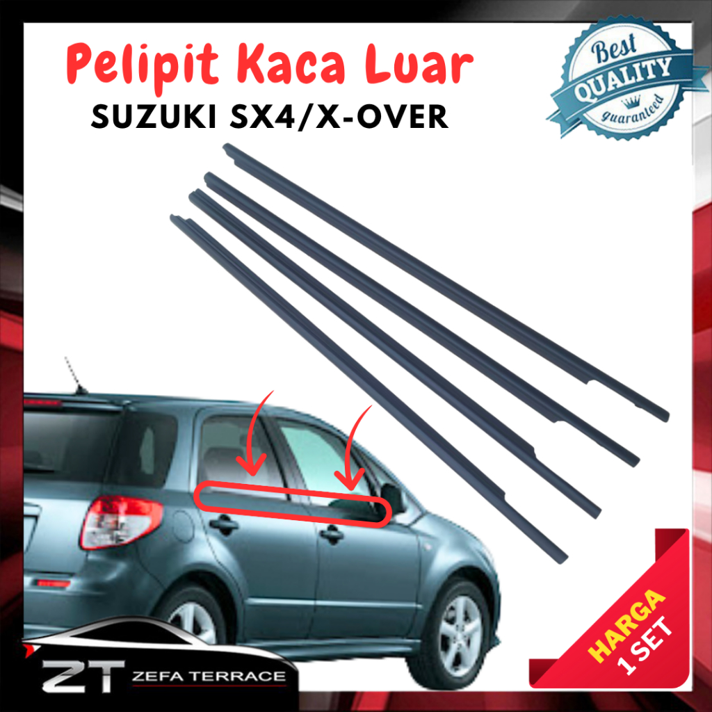 1 Set Pelipit Karet pintu kaca luar Suzuki X-Over Weather strip Kaca Luar SX4 X-Over PnP