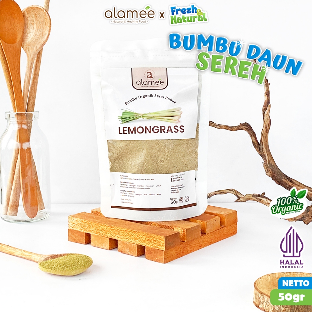 

ALAMEE Sereh Bubuk Lemongrass Powder Bumbu Dapur Organik Serai Murni Asli 50g fresh and natural