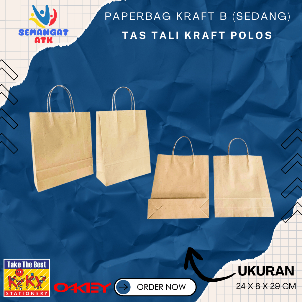 

Paperbag Kraft Polos Ukuran B (Sedang) Merk Okey