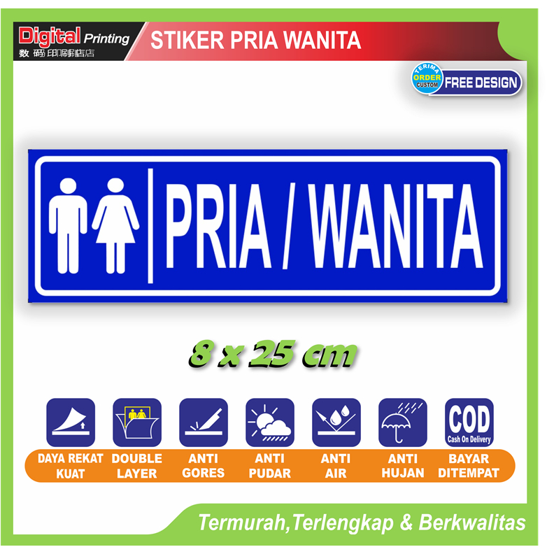 

Stiker tulisan pria wanita unsex sticker petunjuk penggunaan kamar mandi wc toilet ruang khusus