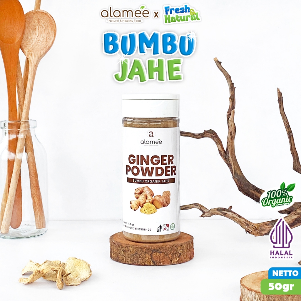 

ALAMEE Ginger Powder Jahe Putih Bubuk Minuman Herbal Bumbu Dapur Instan Botol Tabur 50g fresh and natural