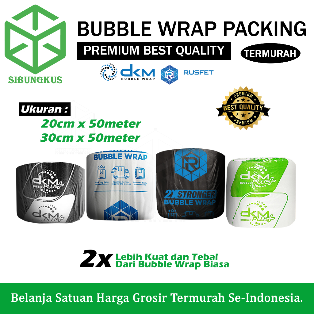 

Plastik Bubble Wrap DKM 30cm 40cm 20cm x 50m Bubblewrap Putih Bening & Hitam Packing Roll