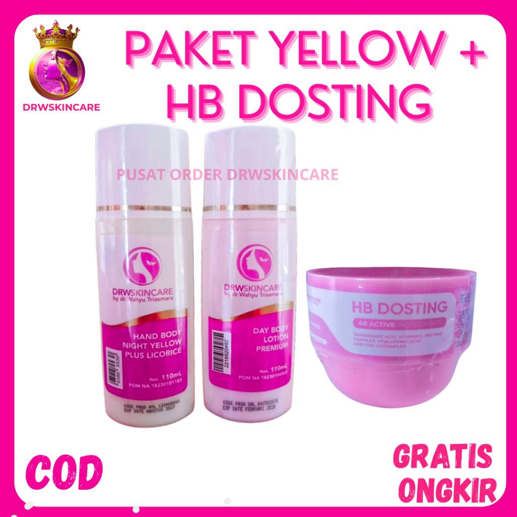 Drw Skincare– HB Dosting + Lotion Malam Yellow Licorice + Day Lotion | Brightening Pemutih Aman Penc