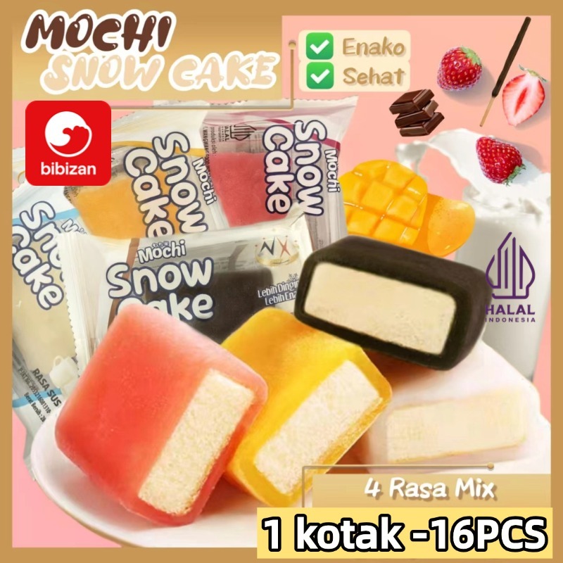 BIBIZAN HALAL Mochi Snow Cake 4 Rasa MIX 16PCS/ SEGAR Snow Cake /Kue Mochi Nagasaki / Mochi Cake Cok