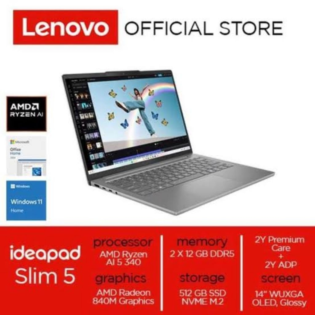 LENOVO IDEAPAD SLIM 5 14 OLED AMD RYZEN AI 5-340 RAM 24GB SSD 512GB