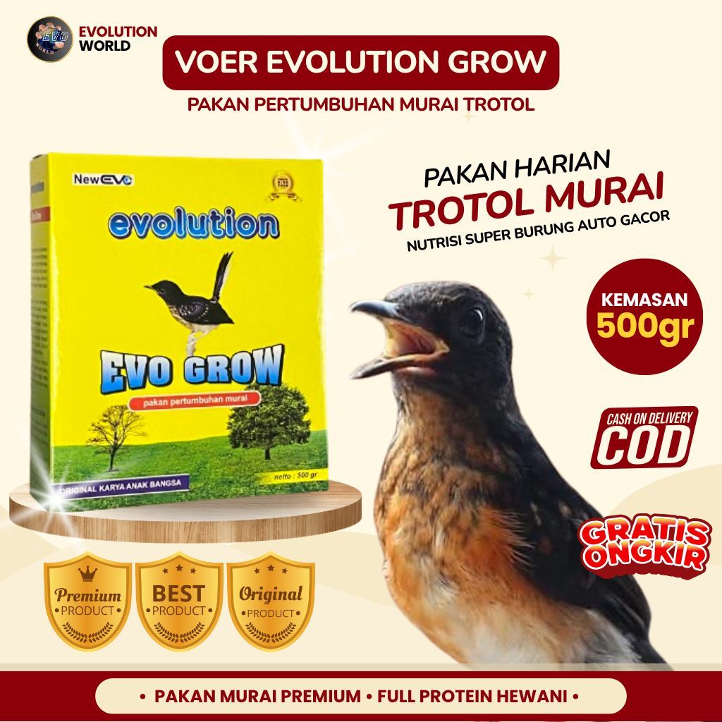 VOER TROTOL BURUNG MURAI I EVO GROW I PAKAN PERTUMBUHAN TROTOL BURUNG MURAI I EVOLUTION BIRDFOOD
