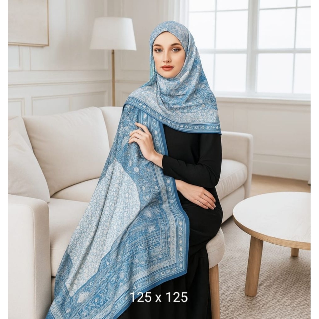 PROMO / SYARI VIERAA BIRU SKY / JILBAB VOAL PREMIUM / GROSIR HIJAB / HIJAB SEGI EMPAT / VOAL MOTIF P