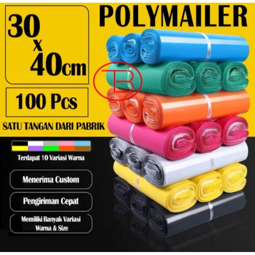 

Fumu plastik packing Baju 30X40CM / Polymailer Olshop LDPE Glossy isi 100 Pcs Lem perekat