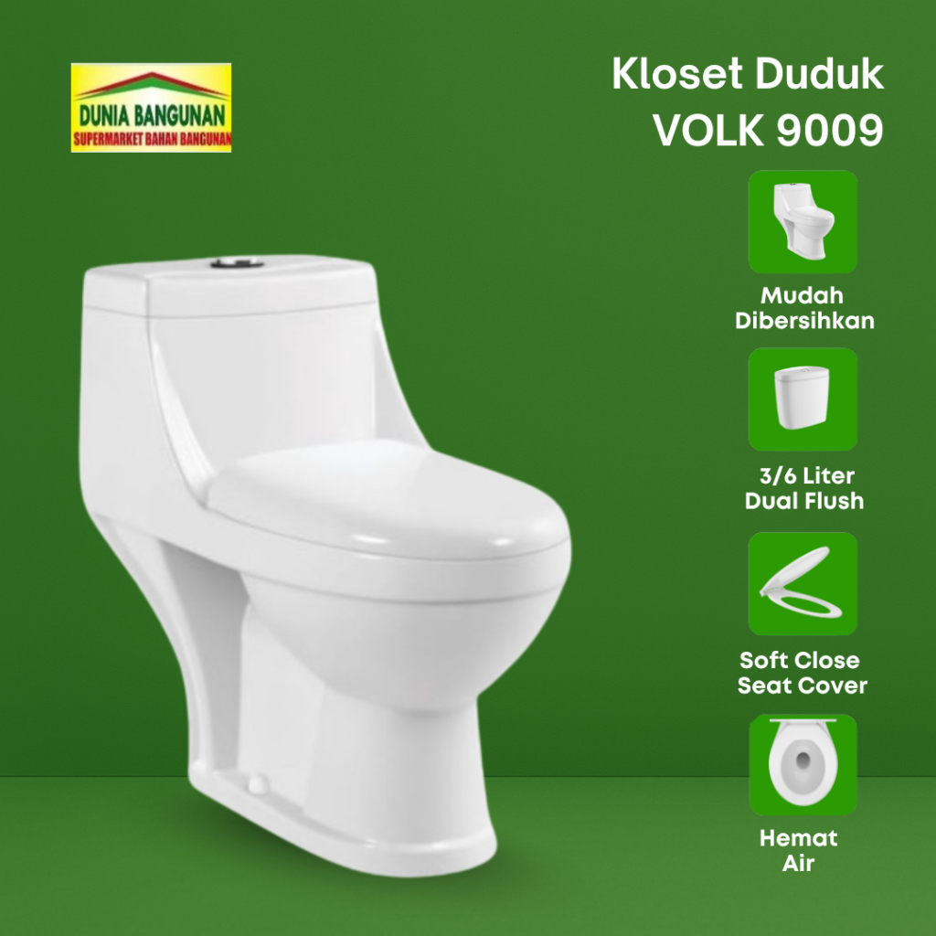 Closet Duduk VOLK 9009 Monoblok One Piece Toilet AS 25 KM Kloset Duduk Toilet
