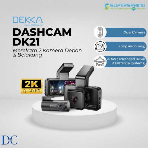 Superspring Dashcam Dekka DK21 - 2K Quad HD - Dashcam 2 Kamera - Dashcam Mobil - 100% Original
