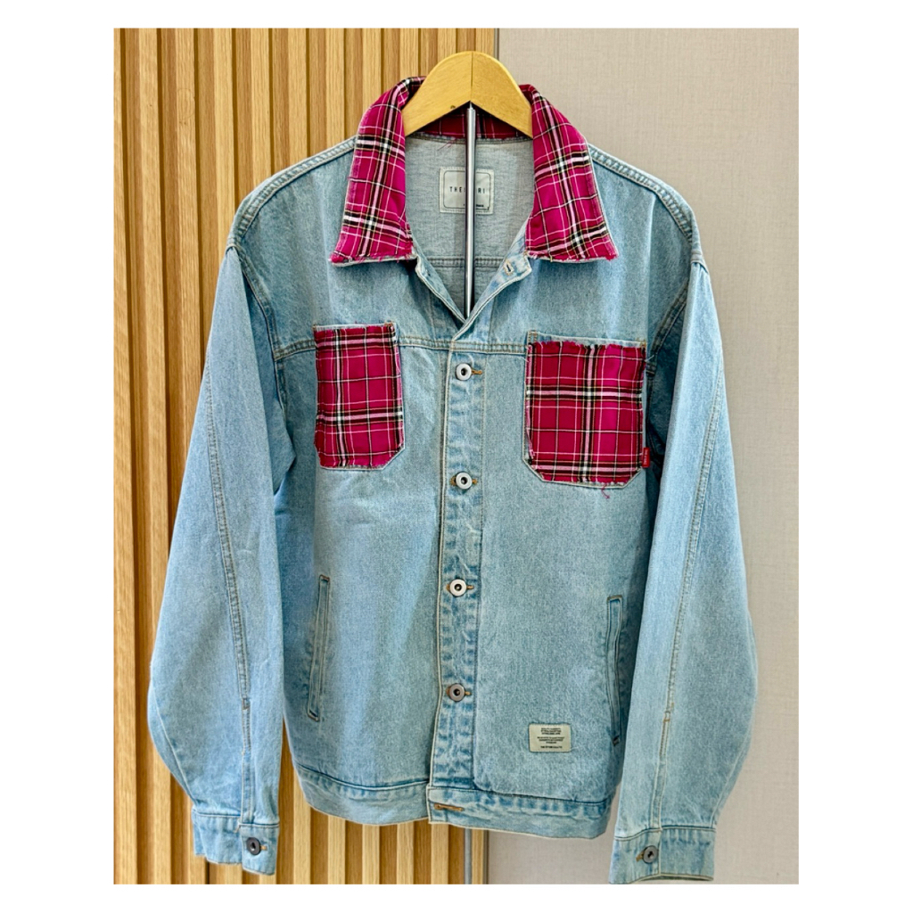 JAKET JEANS WANITA MIX TARTAN BRAND THESTORI