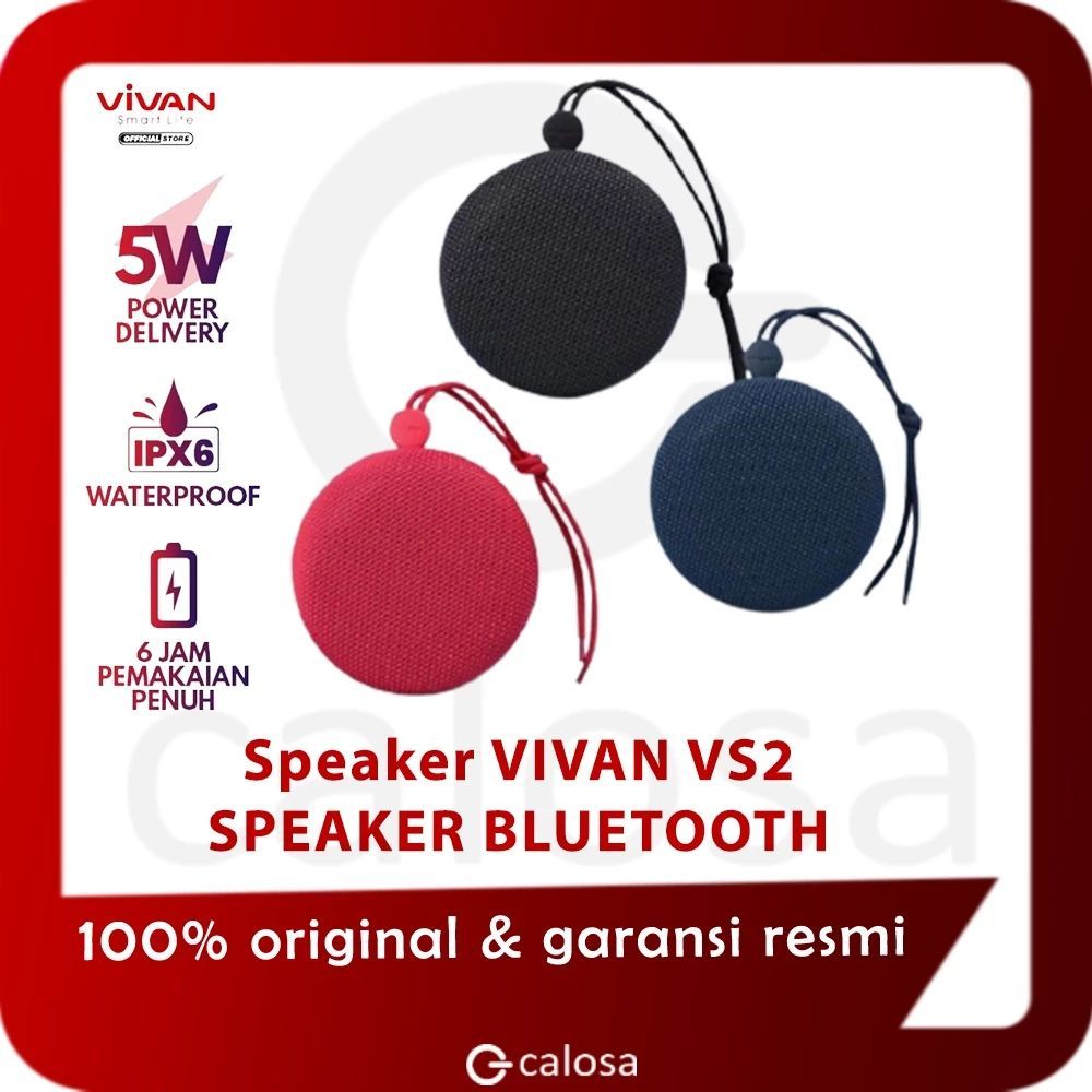 VIVAN VS2 Bluetooth 5.0 Speaker IPX6 Waterproof 1200mAh TWS Connect - Black - Blue - Red