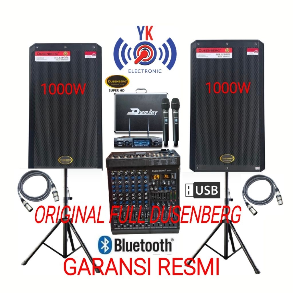 paket sound system 15 inch 1000 watt speaker aktif dusenberg milestone original