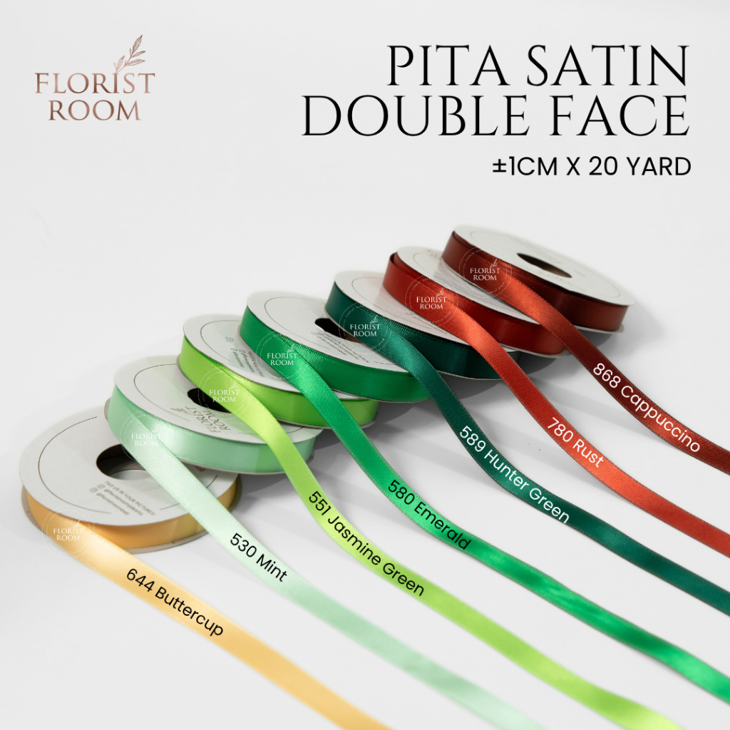 

Pita Satin Double Face ±1cm x 20yard -Hamper - Bouquet Ribbon -DIY