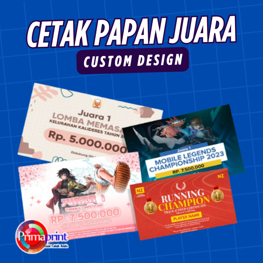 

Cetak Papan Hadiah Simbolis Custom Foam Board A3 & A4 | Printing Penghargaan Juara Lomba Kompetisi
