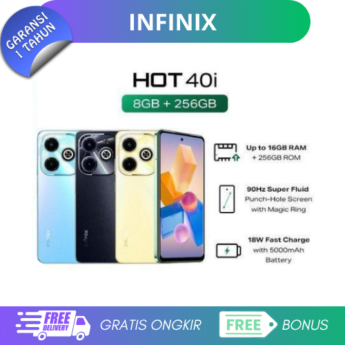 Infinix Hot 40i 8/256GB - Up to 16GB Extended RAM - Unisoc T606