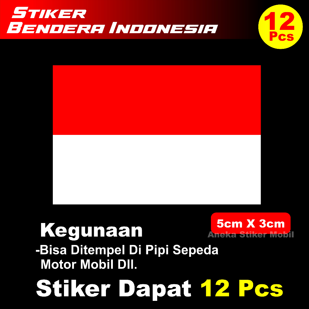

12Pcs Stiker Bendera Indonesia Berbahan Menyala
