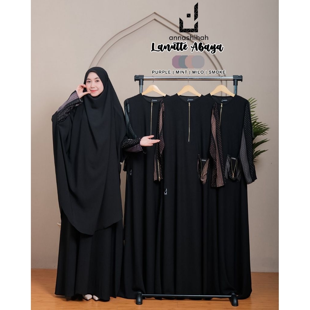 ABAYA LANUTTE SABRINA ORI ANNASIHAH GAMIS LENGAN MOTIF KEKINIAN FASHION SYARI SET KHIMAR