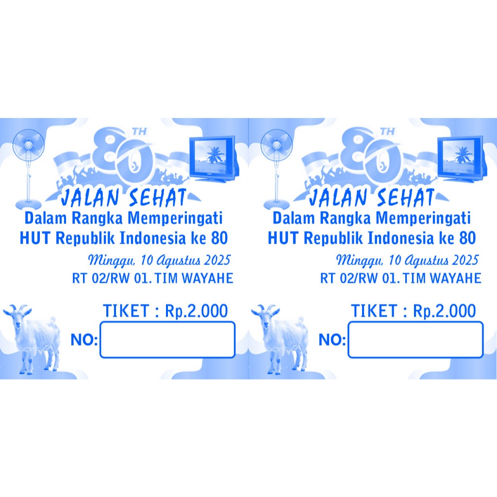 

12 TIKET KUPON JALAN SEHAT 17 AGUSTUS HUT RI + NOMORATOR