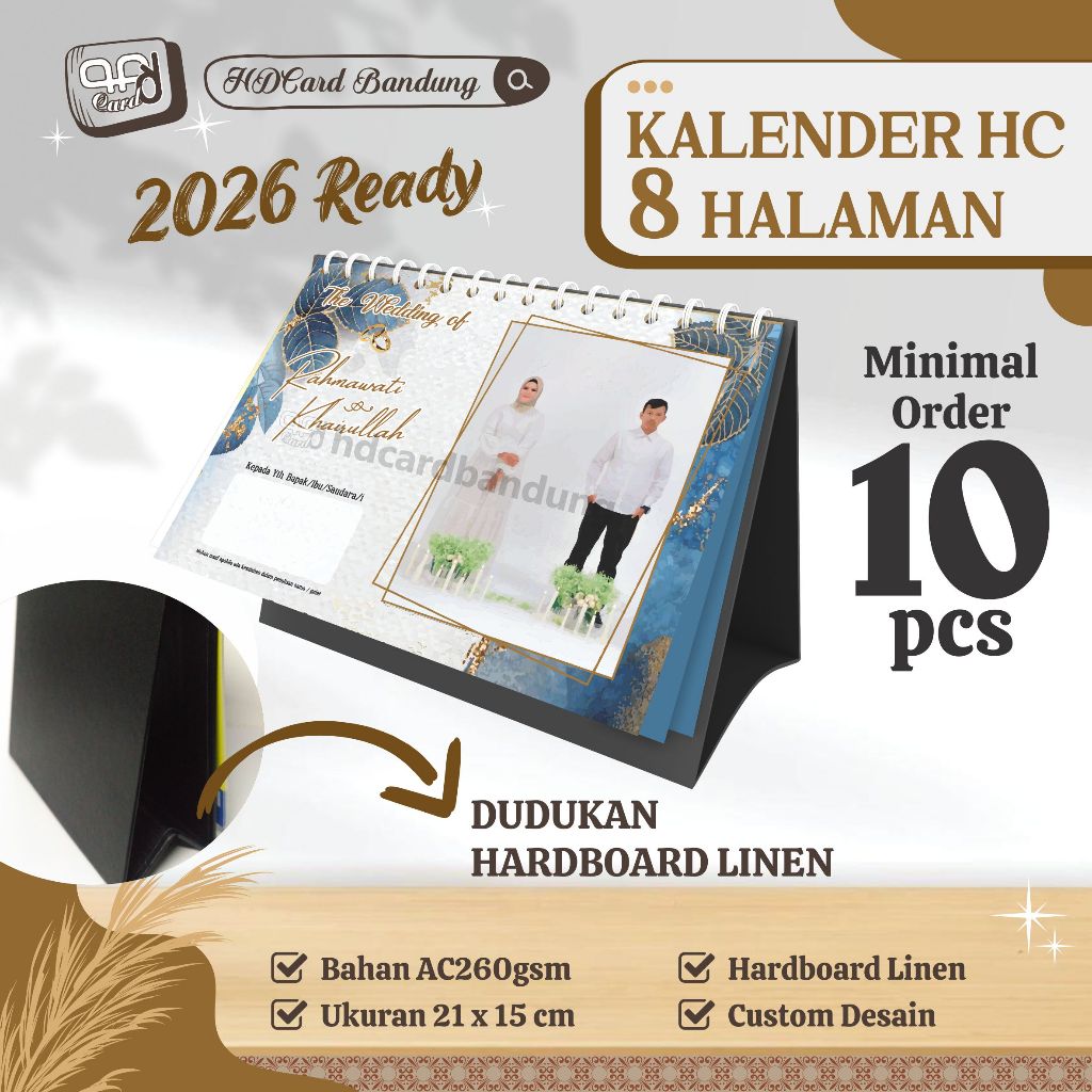 

[8 Halaman] Kalender Meja Hardboard 4 Lembar Cetak 2 Muka Kalender HC