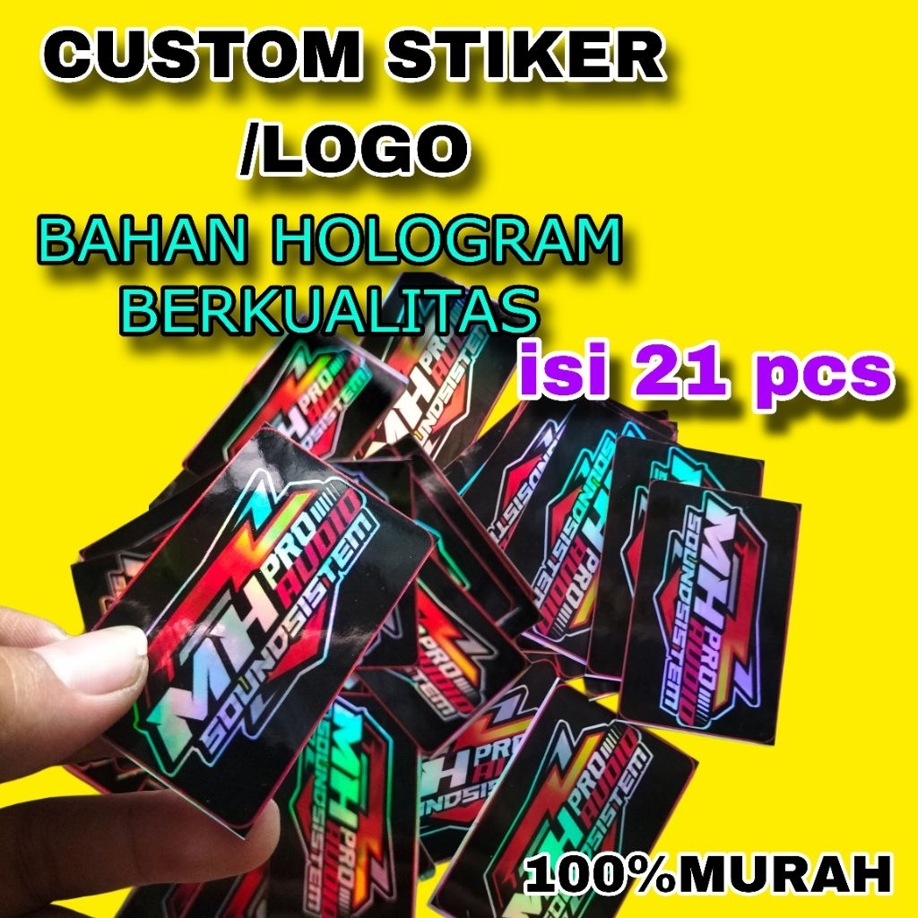 

CUSTOM STIKER LOGO BAHAN HOLOGRAM ISI 21 PCS