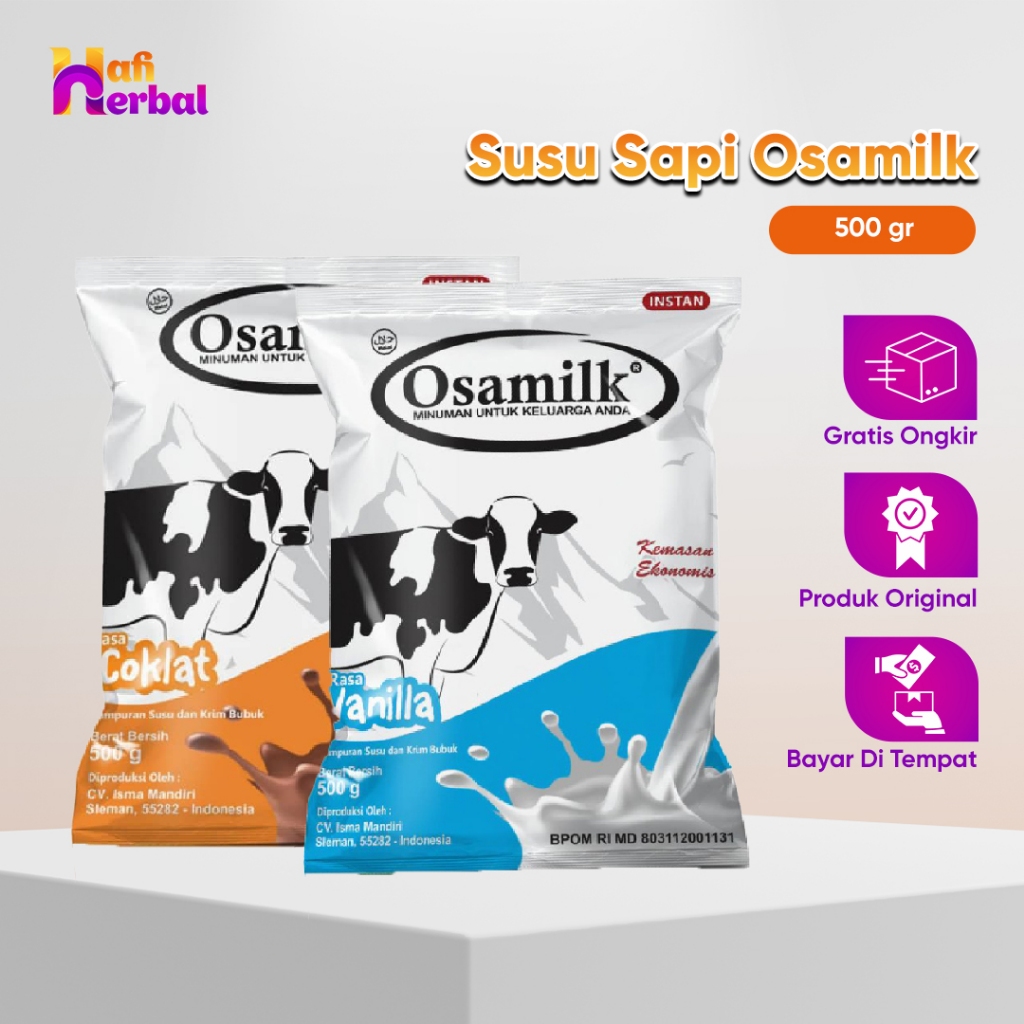 

Osamilk - Susu Sapi Bubuk Osamilk Untuk Menambahkan Berat Badan Rasa Coklat dan Vanilla isi 500 gr