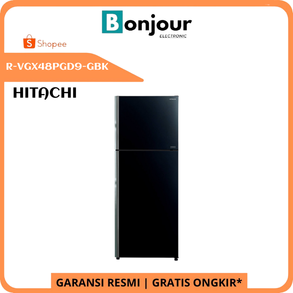Kulkas Hitachi R-VGX48PGD9-GBK Glass Door 2 Pintu Kulkas 443 Liter RVGX48PGD9