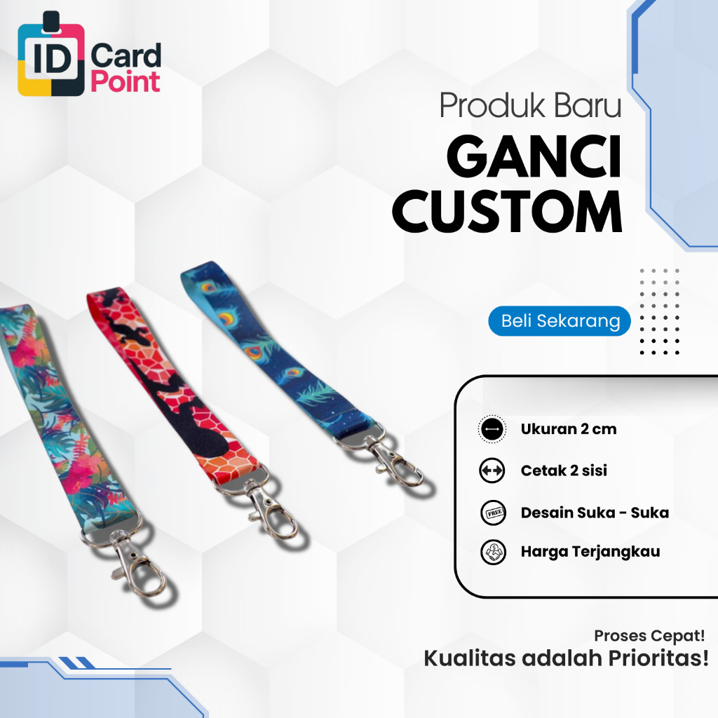 

GanciKeychain Custom Lanyard Bahan Tali Tisu | Custom Desain Sendiri ukuran 2cm 2sisi