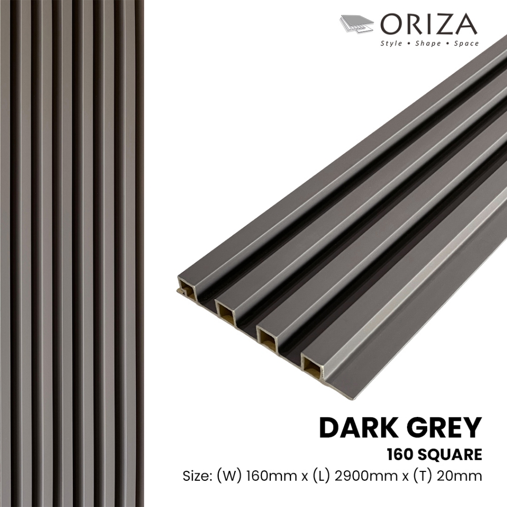 Oriza Wall Panel WPC 160 Square - Dark Grey