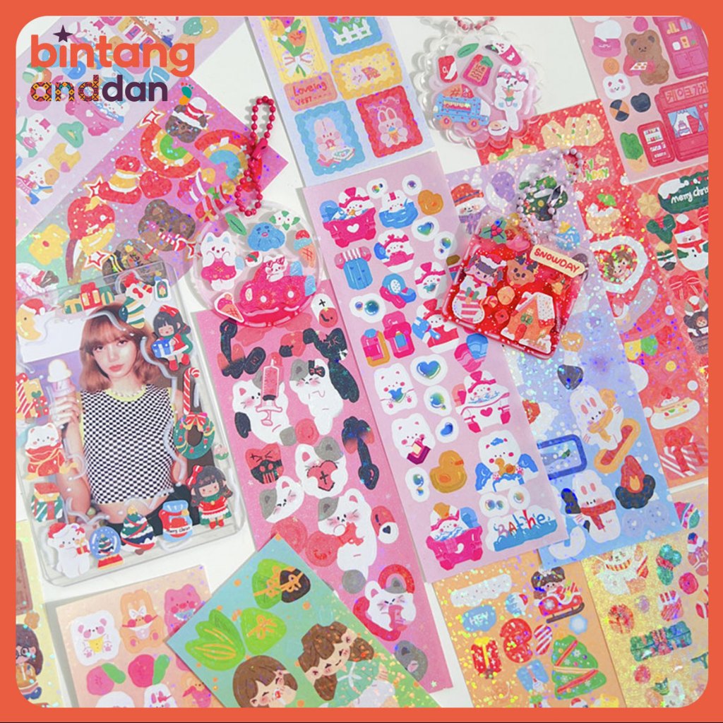 

100lembar Mahasiswa Hias DIY Bahan Stiker Berbagai Kartun Shiny Stiker Set