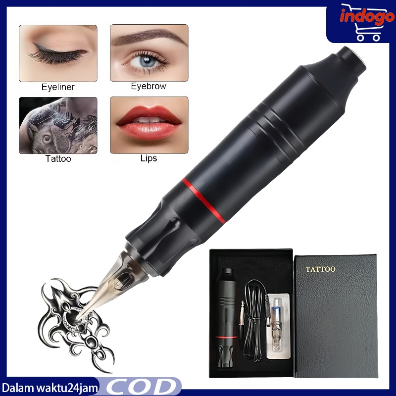 Mesin Tato Pen Set Alat Tatto Rotary Pen Full Set Tattoo Pen Machine Alat Tatto Tubuh