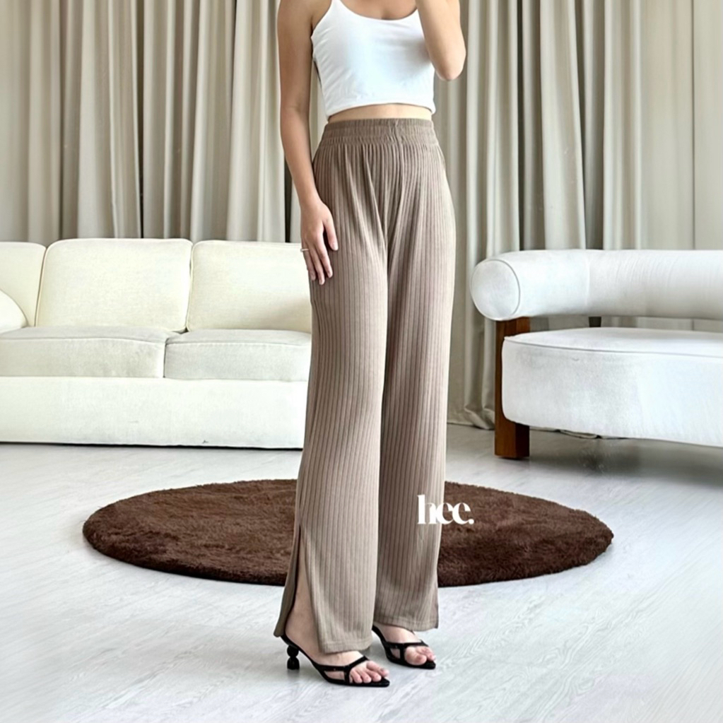 HEE - SLIT KNIT PANTS/ KNIT PANTS / CELANA KNIT / KULOT KNIT HIGHWAIST