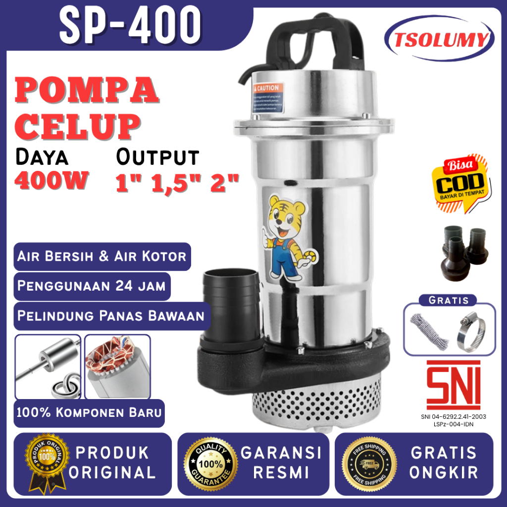 Tsolumy Pompa Celup Air Kotor SP-400 Manual Pompa Air Celup Buat Sumur Pompa Air Kotor Dan Lumpur