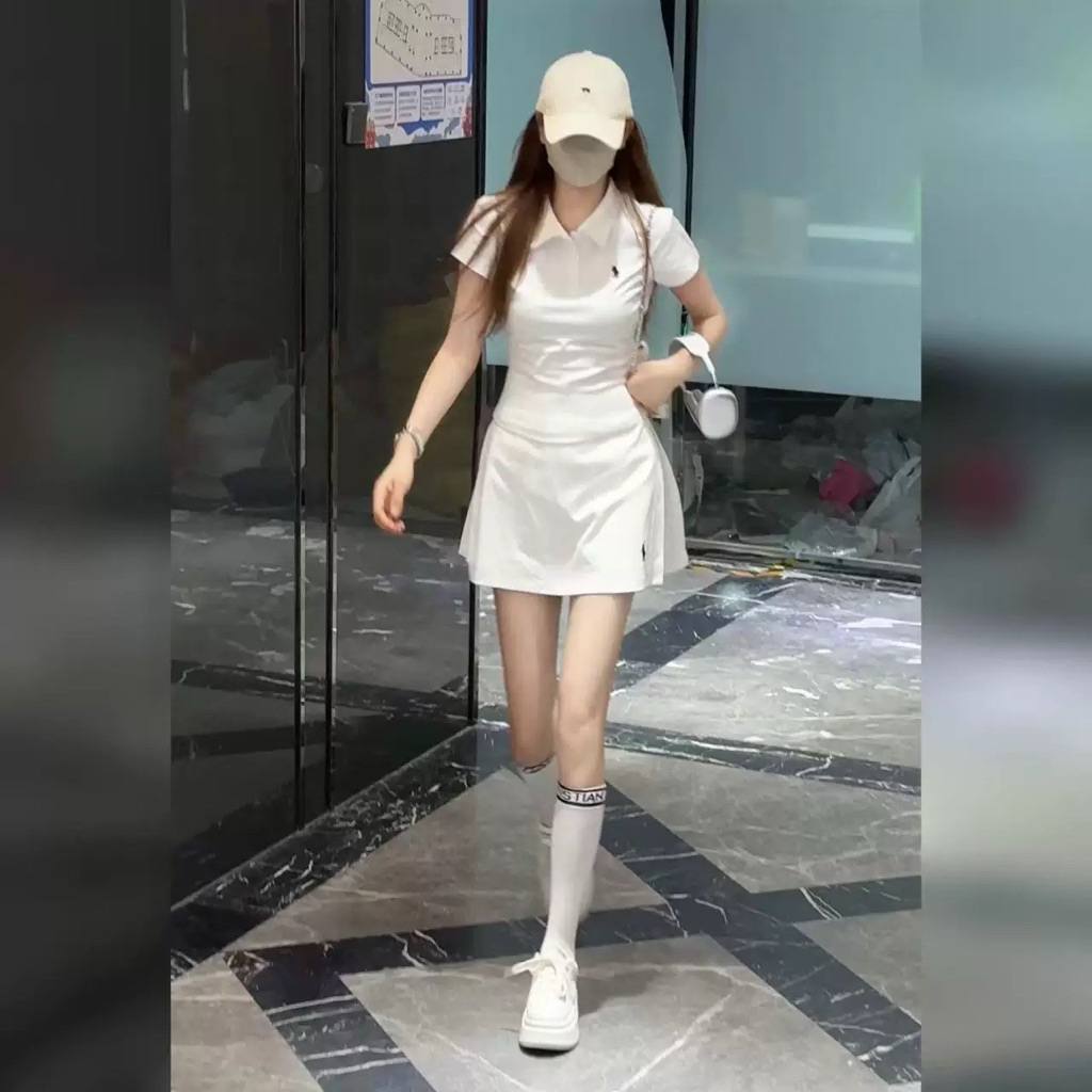 Set Skort Polo Korea Look – Sporty Chic Style, Set Wanita Tenis Cotton Adem  [Ready Stock]